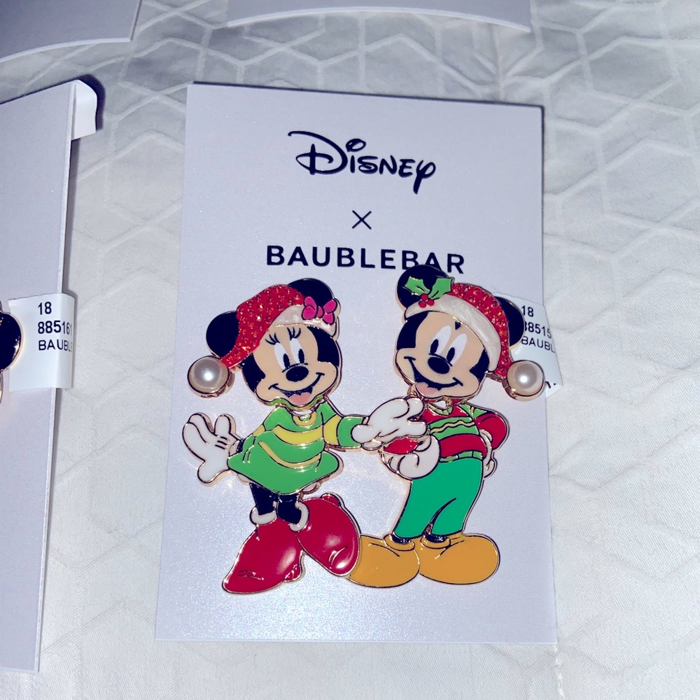 Disney Parks BAUBLEBAR Mickey and Minnie Christmas Earrings